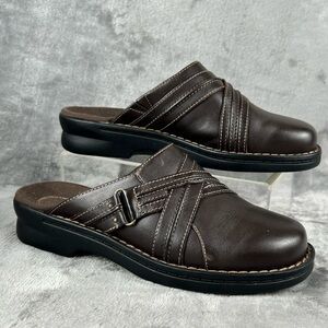 Clarks Mule Patty Chile Clogs Womens 7 Brown Leather Boho Casual Comfort Shoes‎